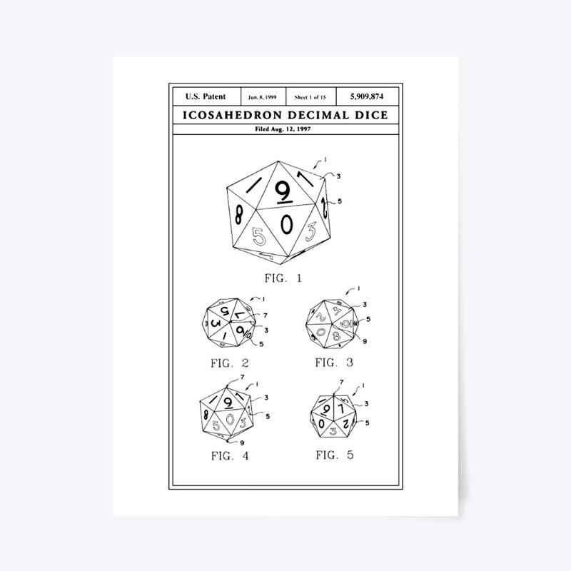 D20 Patent Drawing (Black)